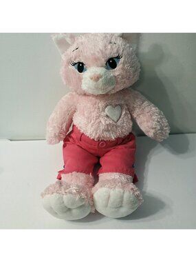Build-A-Bear BAB Workshop Sassy Kitty Pink Cat Plush White Heart Stuffed Toy